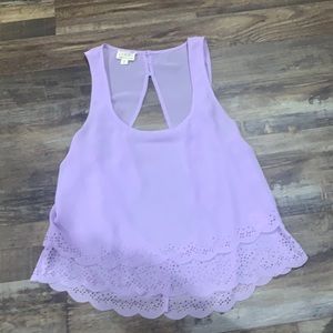 Open back flowy layered tank with scalloped bottom